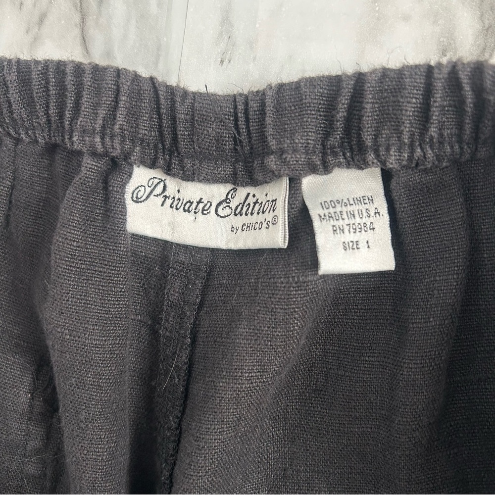 Private Edition by Chico’s | women’s size 1 Black linen pull-on pants wide Leg - Picture 2 of 10